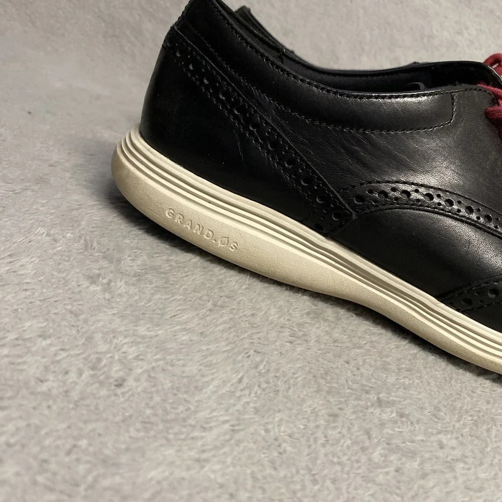 Cole Haan Shoes Mens 10.5 Black Leather Lace Up Grand OS Oxford Wingtip Comfort